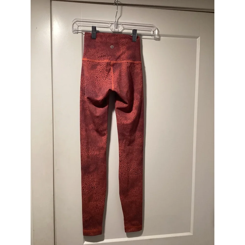 NWOT Lululemon‎ Align High Rise Pant Crackle Terra Orange Multi Leggings Size 0